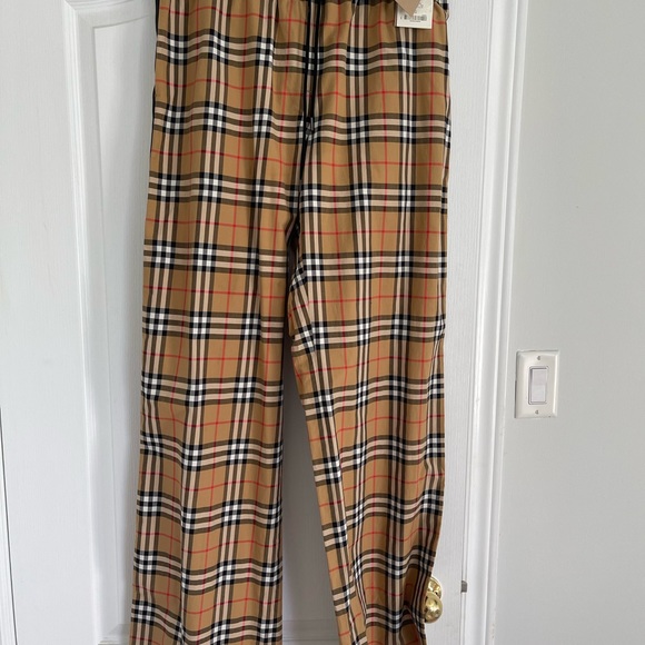 Burberry wide Stripe Vintage Check Stretch Cotton Trousers - Picture 1 of 7
